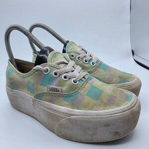 VANS Old Skool Stackform Platform Womens Size 5.5 Pastel Picnic Mixed Plaid Shoe